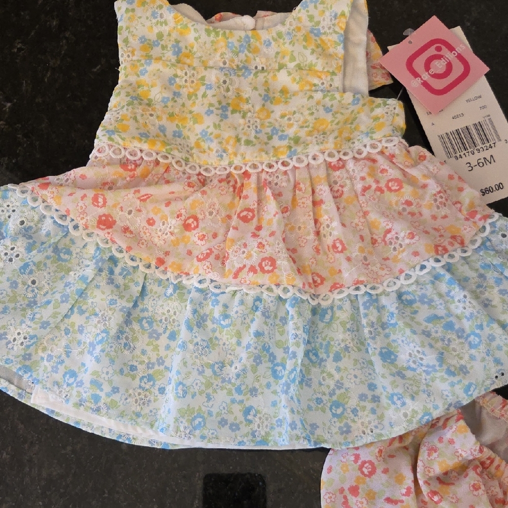 Rare Editions Multicolor Floral Baby Dress